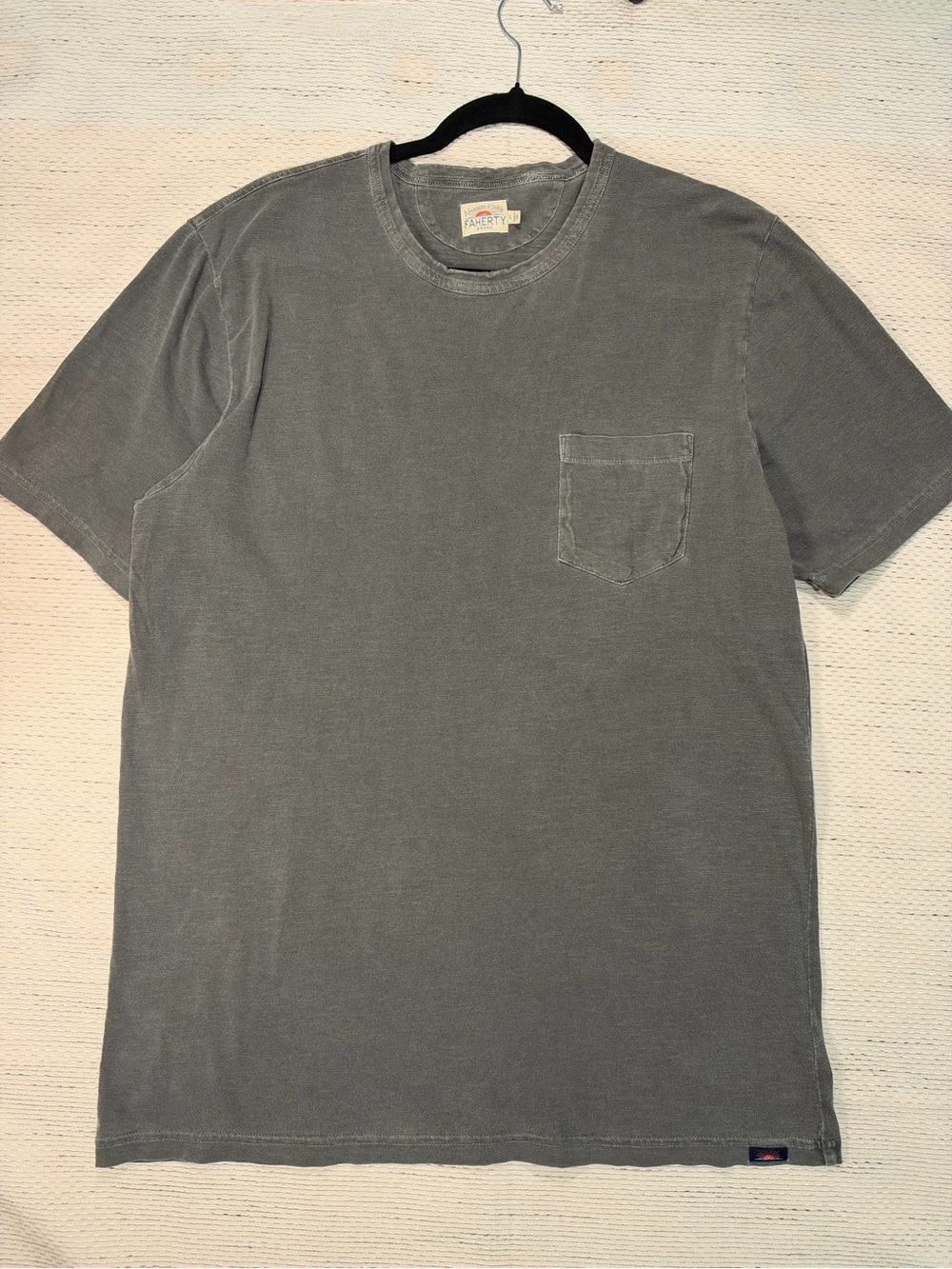 Faherty Sunwashed Shirt Men’s Large Gray Cotton Short Sleeve Pocket Casual